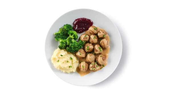 Swedish meatballs with mashed potatoes and lingonberry jam