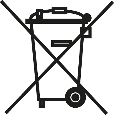 Symbol durchgestrichene Mülltonne.