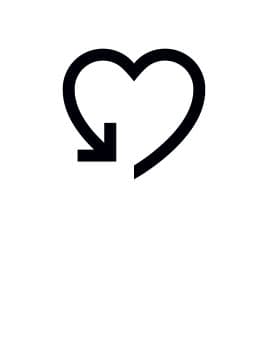 Symbol med hjärta och pil – representerar 365 dagars öppet köp och trygg returpolicy.