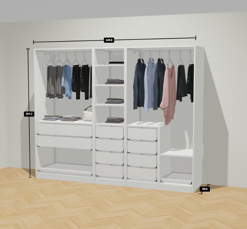 Szafa PAX zaplanowana w narzędziu do planowania.