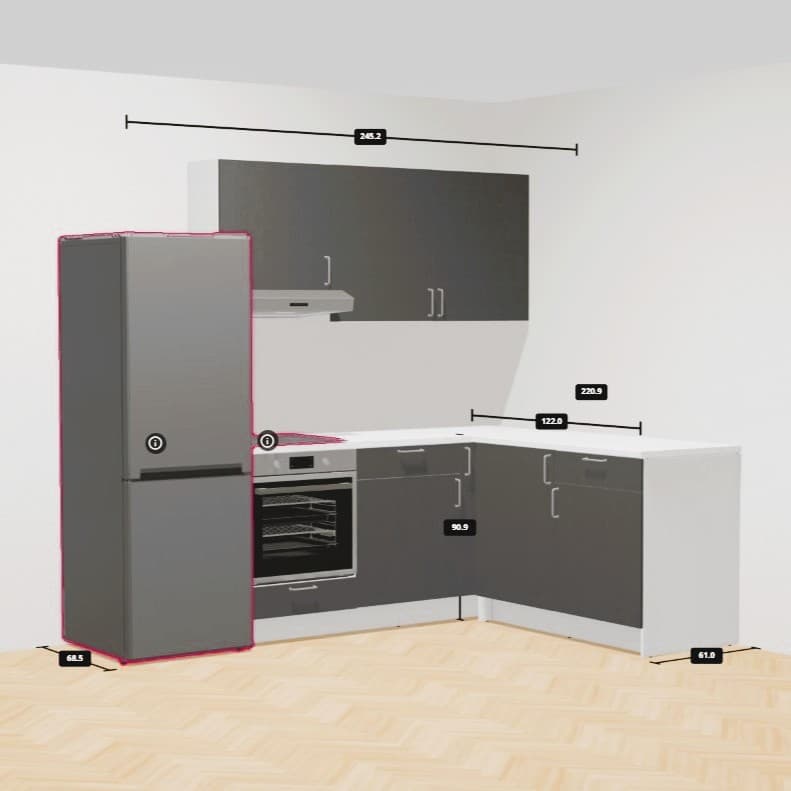 Szara kuchnia KNOXHULT zaplanowana w narzędziu do planowania IKEA.