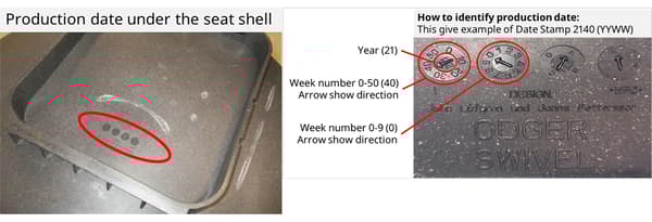 Technical details on the bottom of the chair 