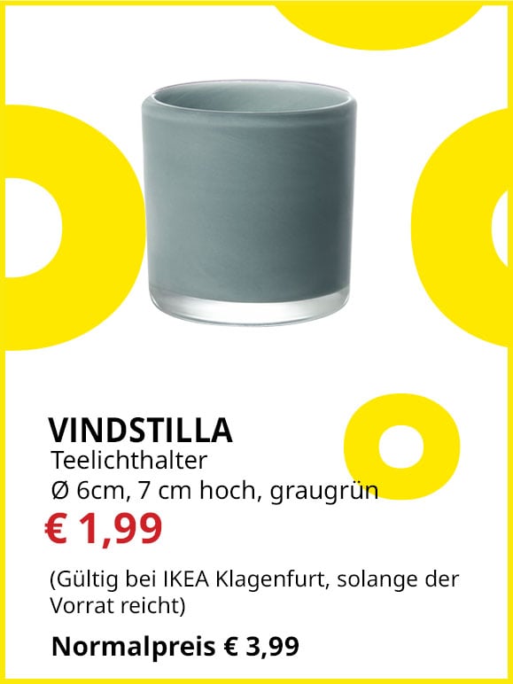 Teelichthalter Vindstilla, Durchmesser 6cm, 7cm hoch, graugrün, statt € 3,99 