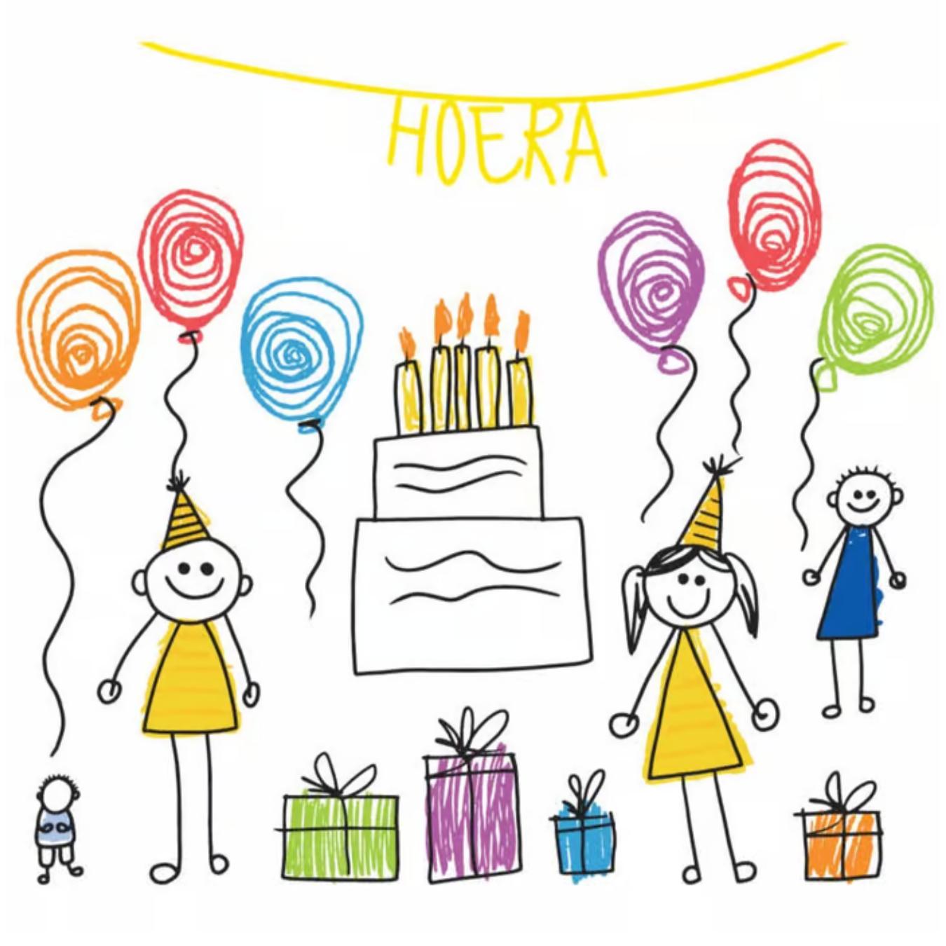 tekening van een kinderfeestje