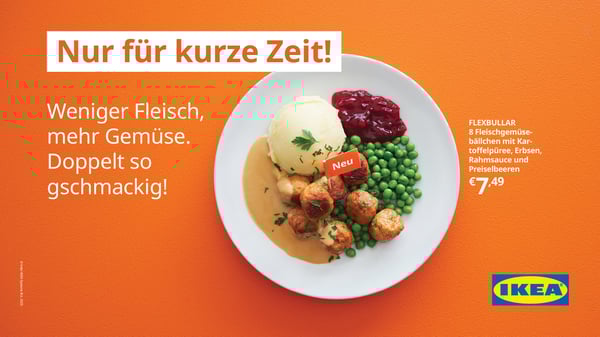Teller mit den neuen Fleischbällchen mit mehr Gemüse.
