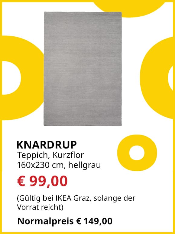 Teppich Knardrup, Kurzflor, 160x230cm, hellgrau, statt € 149 um € 99.