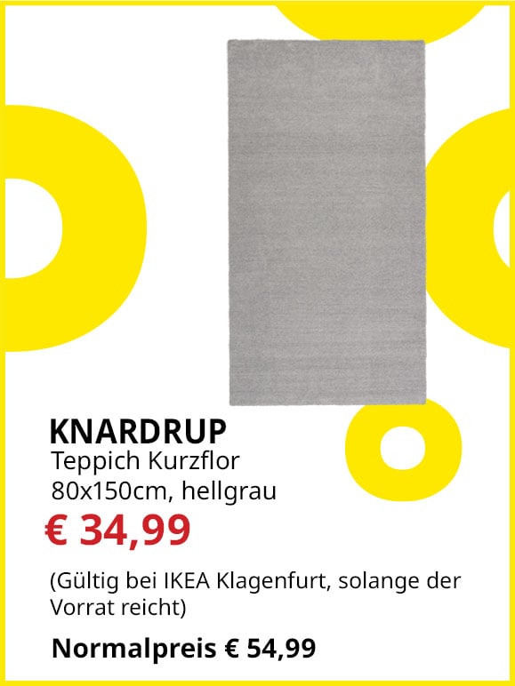 Teppich Knardrup, Kurzflor, 80x150cm, hellgrau, statt € 54,99 um € 34,99.