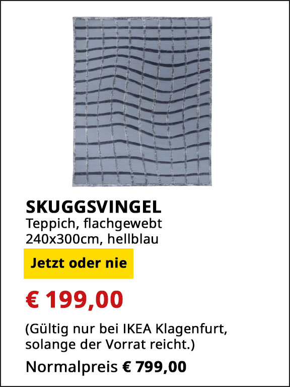 Teppich SKUGGSVINGEL, 240x300cm, falch gewebt, statt € 799 um € 199.