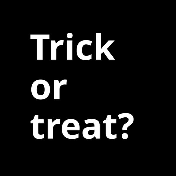 Text on a black background: Trick or treat? Halloween at IKEA.