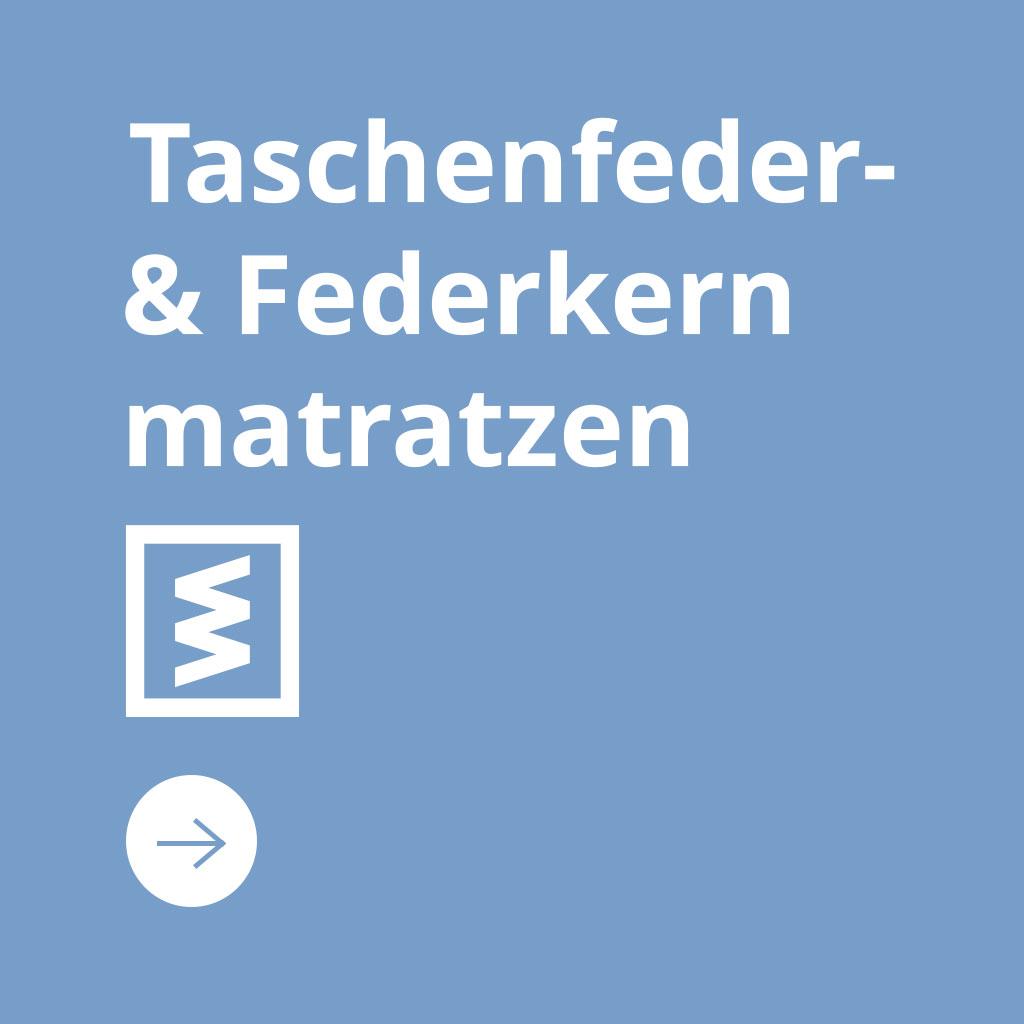 Text with "Taschenfeder & Federkernmatratzen" and Spring Symbol. 