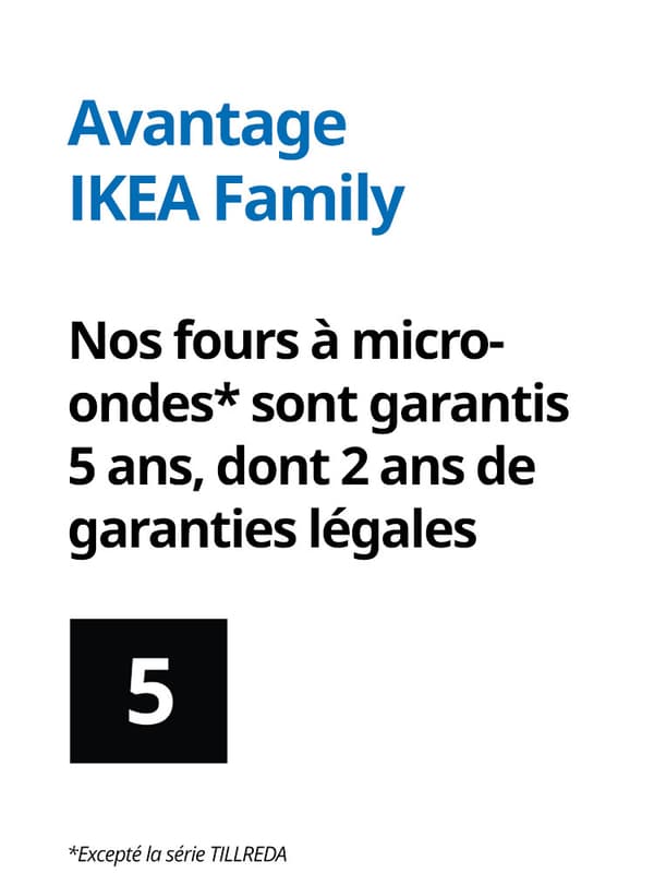 Texte mettant en avant l'avantage IKEA Family sur la garantie des 5 ans offertes