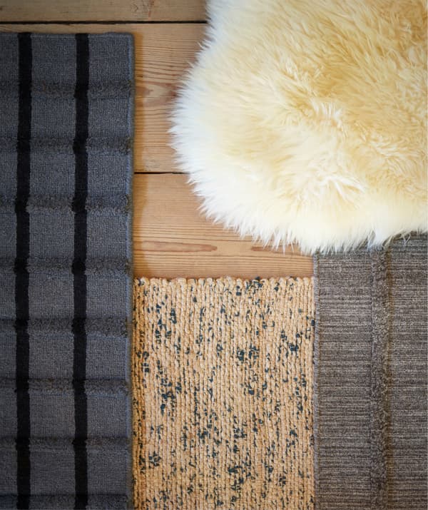 Textures add personality to a room, like the white IKEA LUDDE sheepskin. Wool is soil-repellent and hard-wearing.