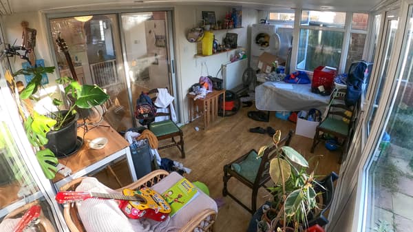 The conservatory had little use before and was full of clutter