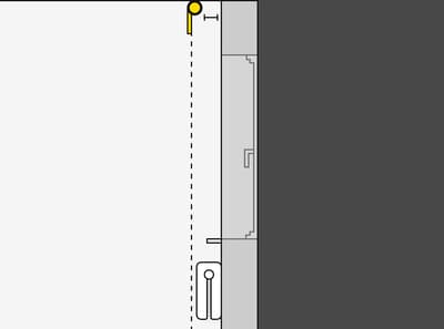 Illustration showing the ideal distance between a window and curtain placement for optimal light control and aesthetics.
