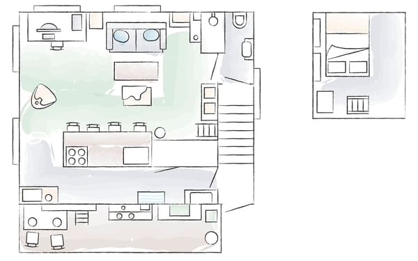 The floorplan of Kaoli’s tiny home in Tokyo.