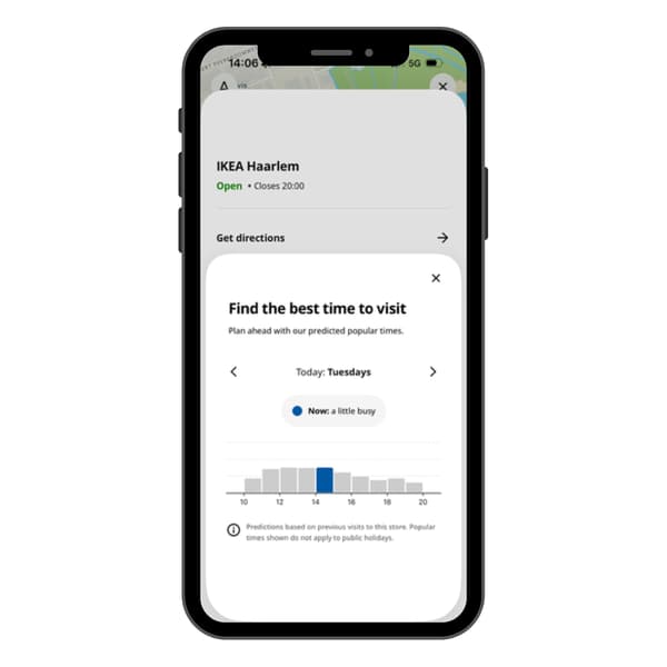 The IKEA app shows when it's busy in the store