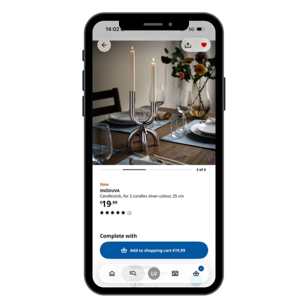 The IKEA app with a product you can add to your cart
