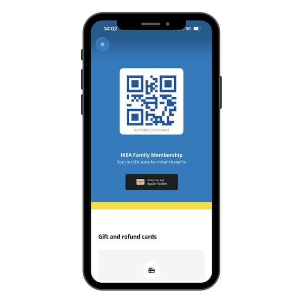 The IKEA app with the IKEA Family card