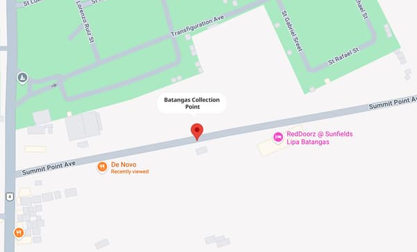 The IKEA collection point in Batangas is located at the LBC Warehouse, Summit Point Ave. Barangay Inosluban Lipa City Batangas MES space rental warehouse No. 8 (Near De Novo Restaurant and Events)