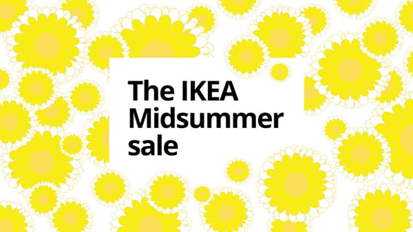 'The IKEA Midsummer sale' text surrounded by yellow flowers