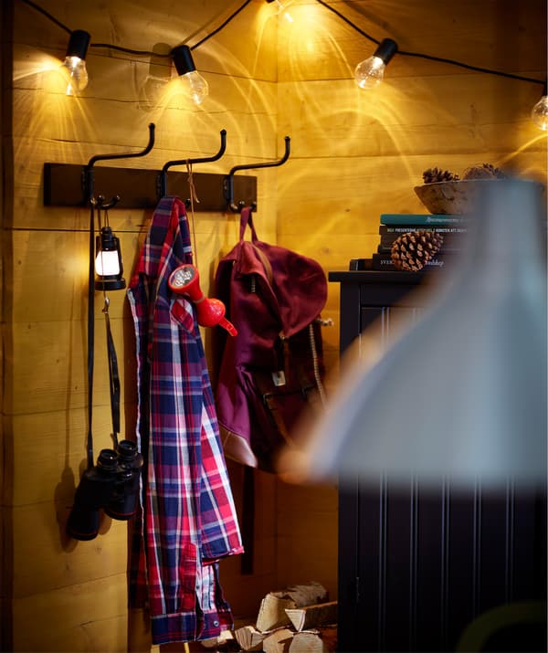 The IKEA PINNIG rack with three hooks offers lots of hanging possibilities for jackets, bags and accessories.