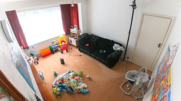 The living room with one small sofa