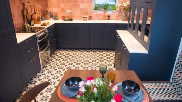 The new AXSTAD blue shaker style kitchen