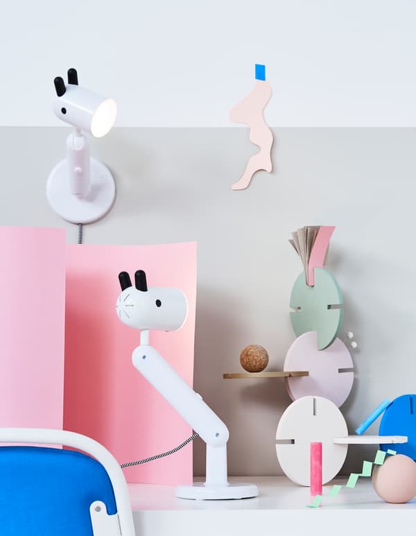 The new KRUX lamp in a pastel workspace.