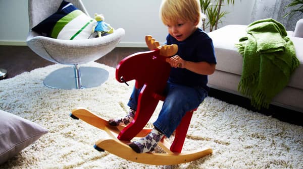The rocking-moose IKEA EKORRE is made from rubberwood from responsibly managed forests in Asia.