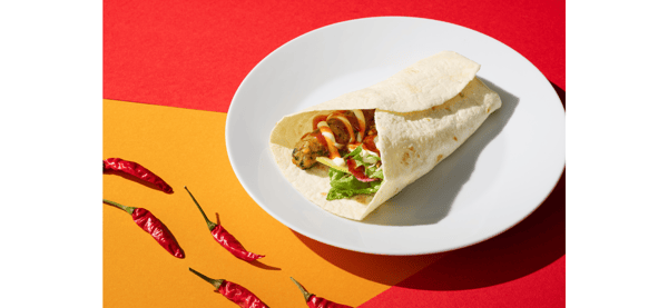 Thin bread with veggie sausage and yangnyeom cheese sauce