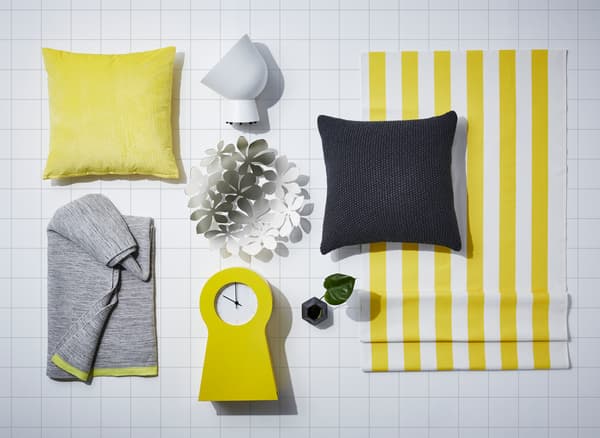 This IKEA IDEAS spring trends mood board shows off dots and a graphical print look, and how to combine them for a colourful up-to-date look a home.