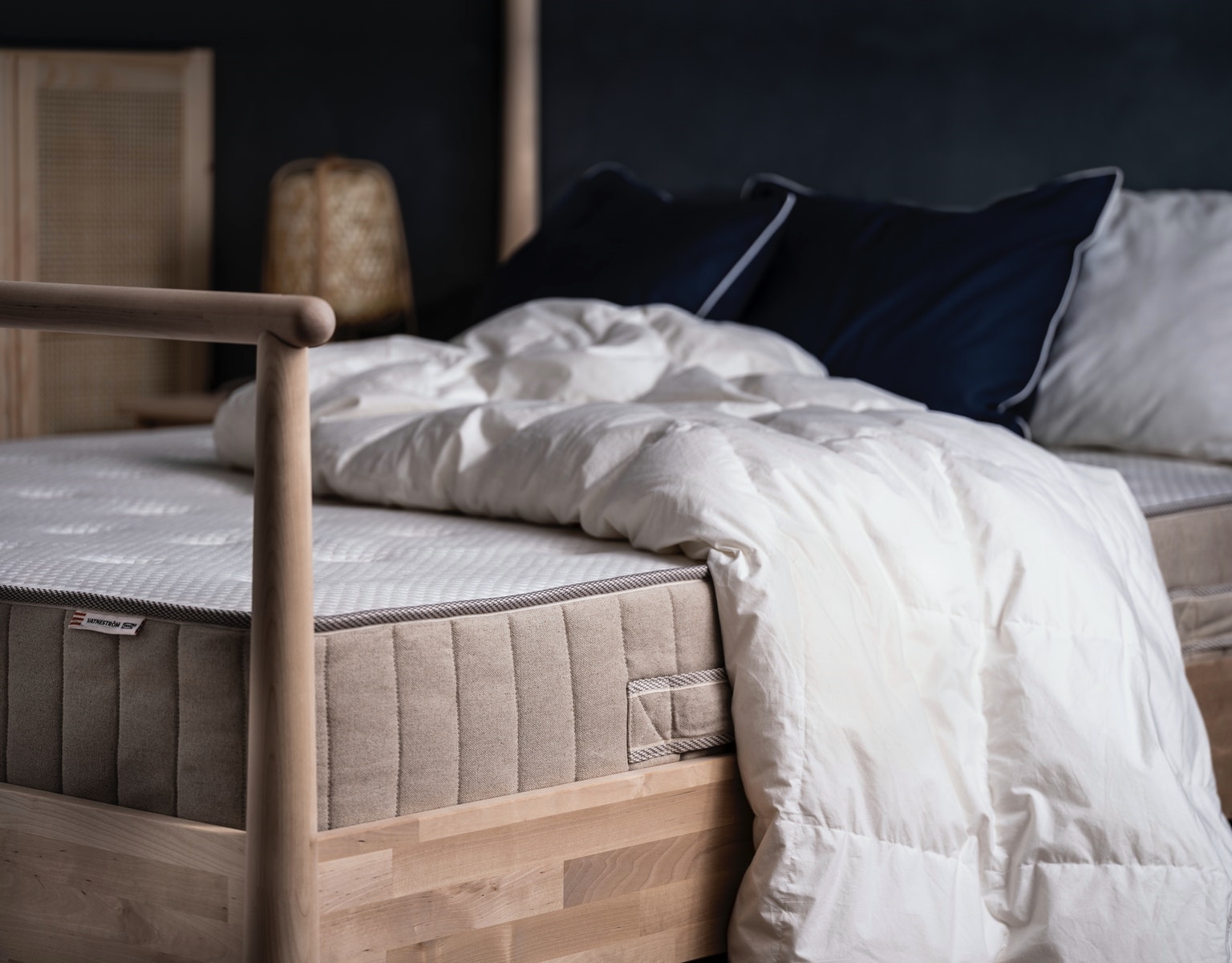 This is a bedroom with a Batnestzium mattress.