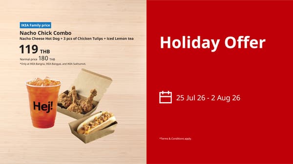 This weekend, shop for great prices and enjoy a delicious, wallet‑friendly meal at a Swedish Bistro

Available only from 25 Jul 26 - 2 Aug 26 or while stocks last 