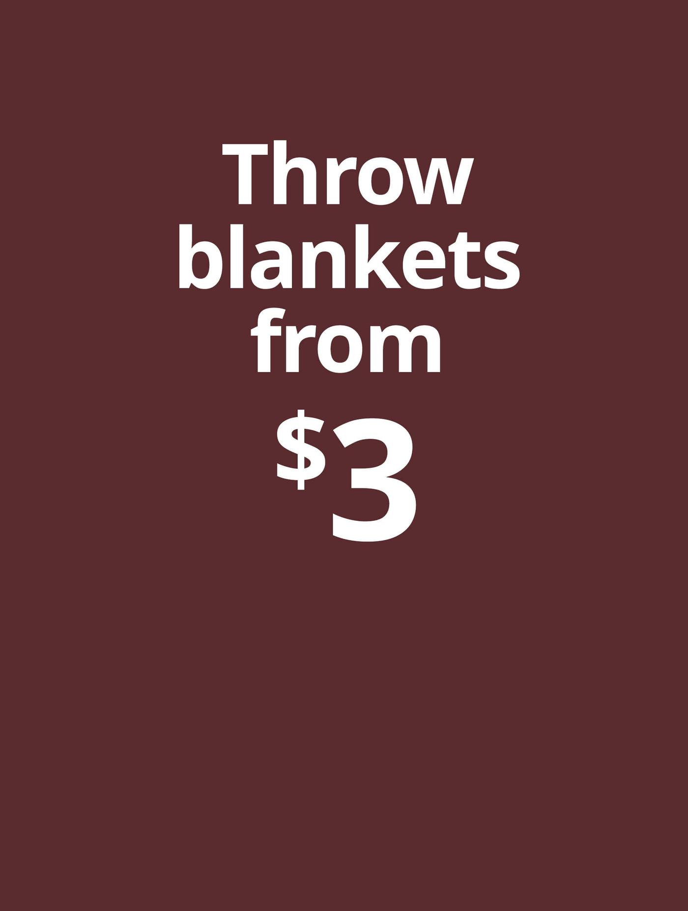 Throw blankets from $3