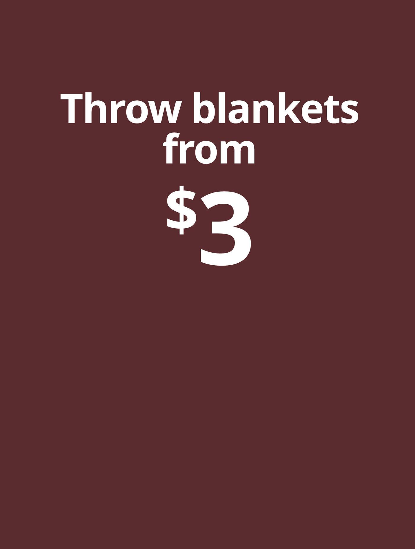 throw blankets from $3