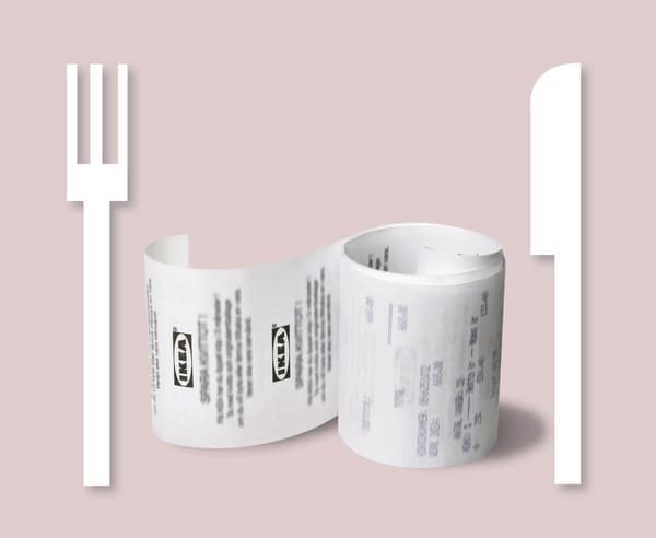 Ticket avec fourchette et couteau