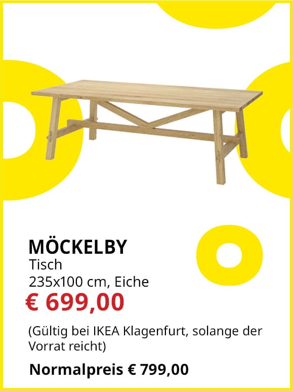 Tisch Möckelby, 235x100 cm, Eiche, statt €799 um €699.