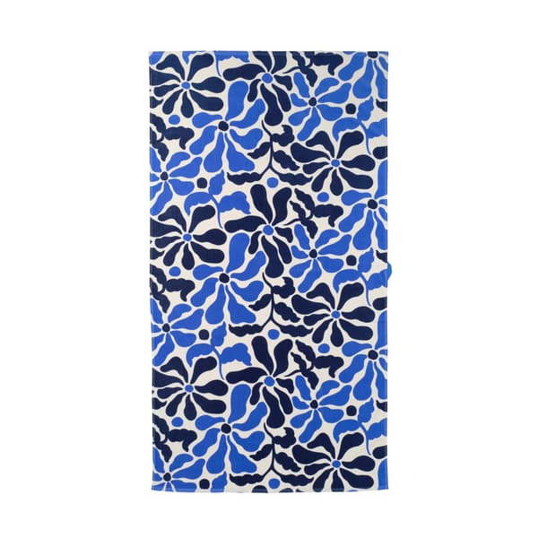 Toalla de playa, azul/motivo floral, 100x180 cm