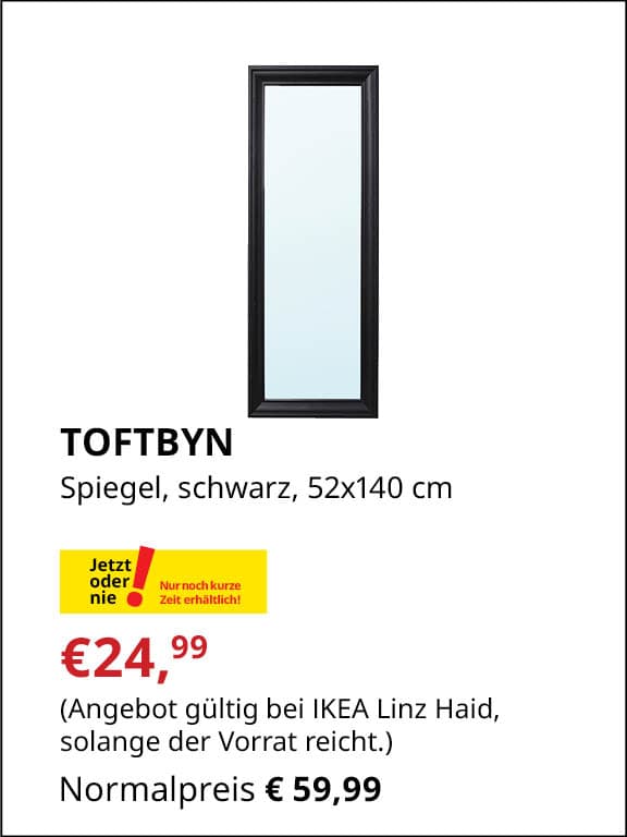 TOFTBYN Spiegel, schwarz, 52x140 cm €24,99 statt €59,99