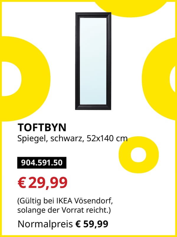 TOFTBYN Spiel, schwarz, 52x140cm  statt € 29,99 zum IKEA Frühlingsangebots-Preis von € 59,99