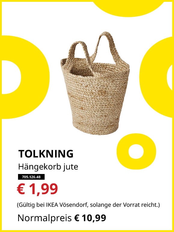 TOLKNING Hängekorb, Jute statt € 10,99 zum Knut Preis von € 1,99