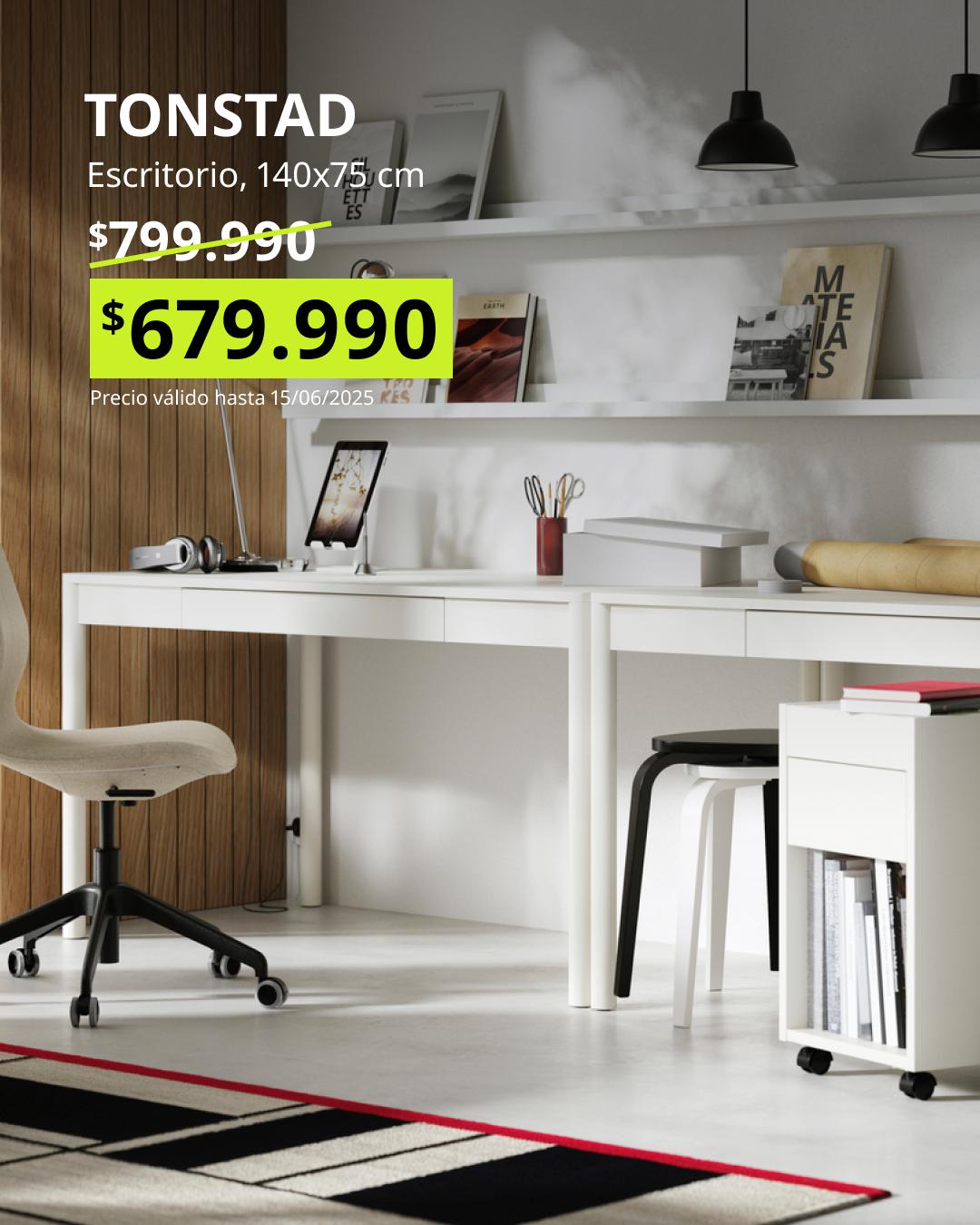 TONSTAD escritorio off white 140x75 cm, diseño elegante y funcional para espacios de trabajo modernos