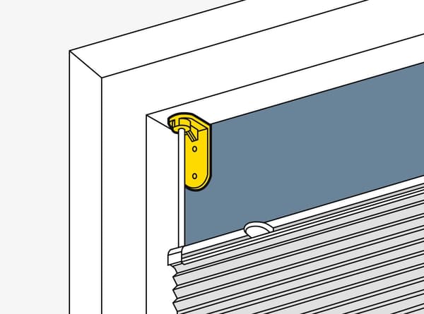 Top-down bottom-up curtains attached to glass with brackets and supplied sticker. 