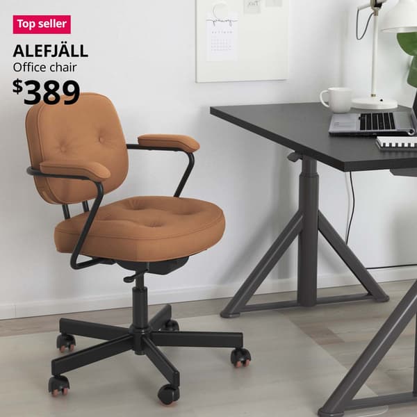 Top seller tag. ALEFJÄLL office chair, Grann golden-brown Price: $389