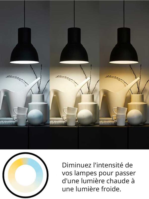 trio de lampes suspendues pour mettre en valeur différentes nuances de lumière