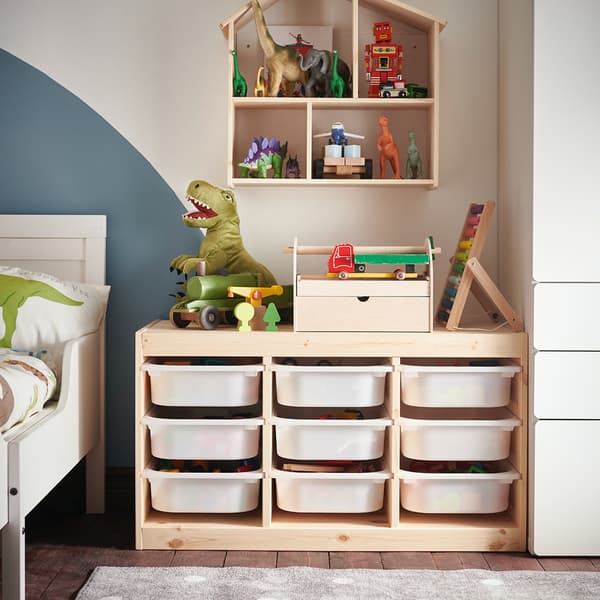 TROFAST Storage combination with boxes, white, pink, 99x44x56 cm