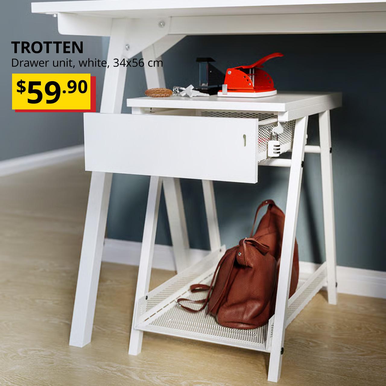 TROTTEN
Drawer unit, white, 34x56 cm
$59.90