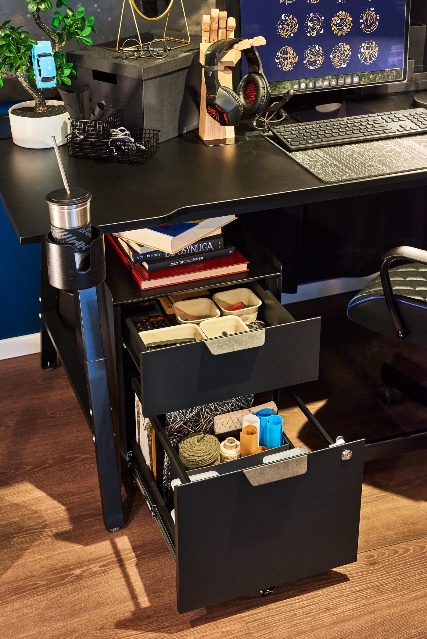 TROTTEN Komoda na kółkach, 3 szuflady, antracyt