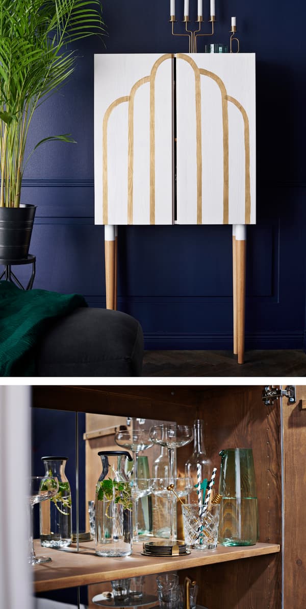 Turn a cabinet into a cool drinks cabinet by personalising a classic IKEA IVAR cabinet in solid wood.