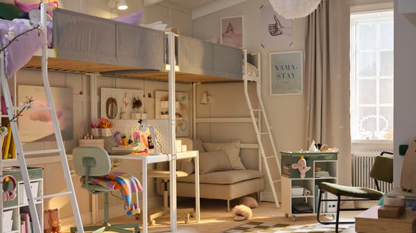 An Ikea Hack Shared Desk with Storage for the Kids Room